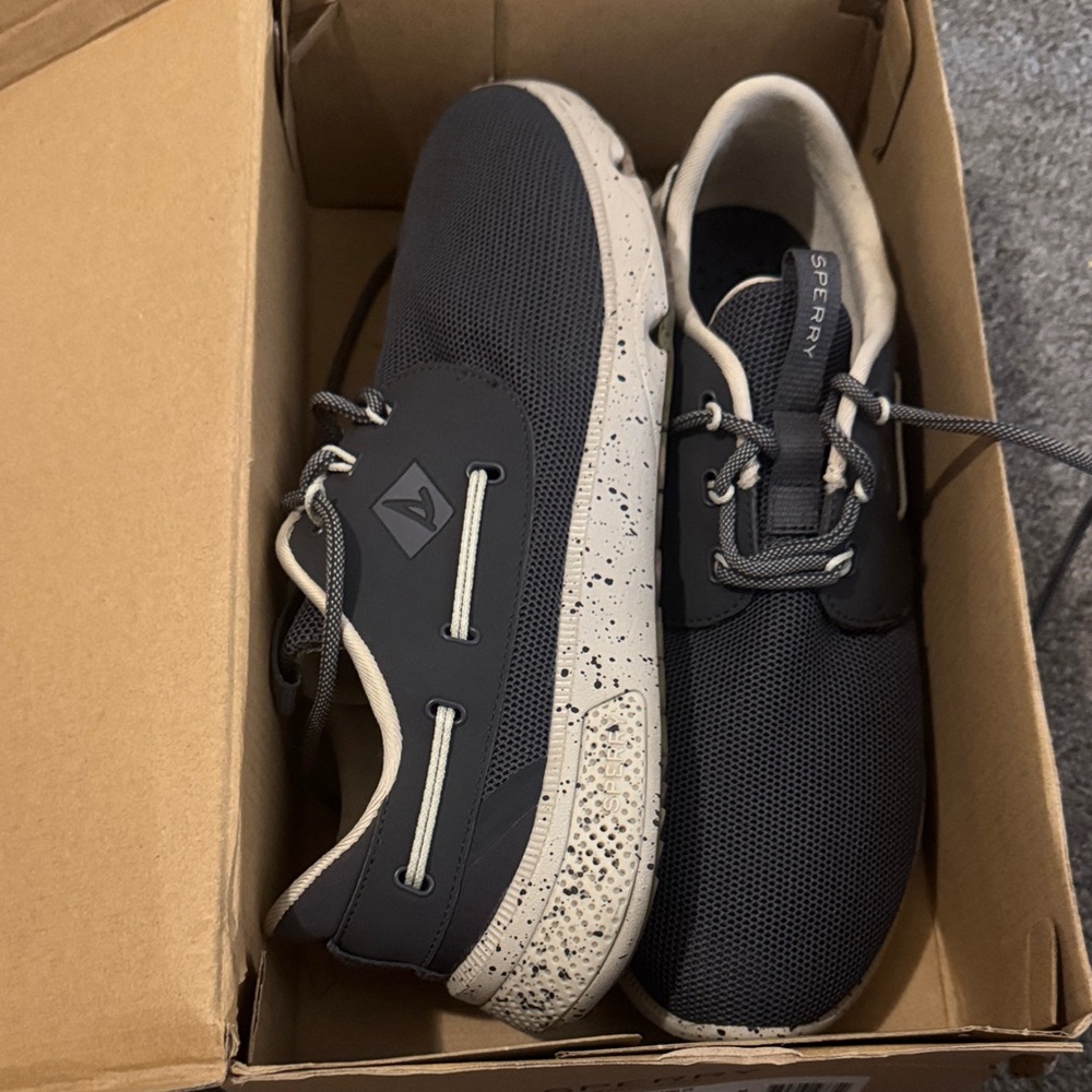 Sperry Navy and Gray Boat Shoes